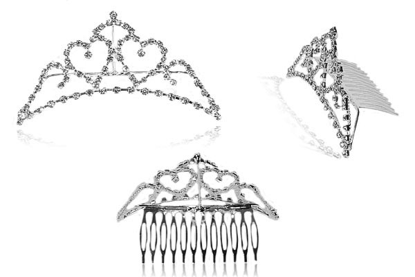 Diadème Peigne Cristaux Mariée 2 Coeurs