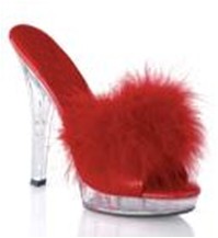 Mules escarpins caresse à plumes (Rouge, Noir)