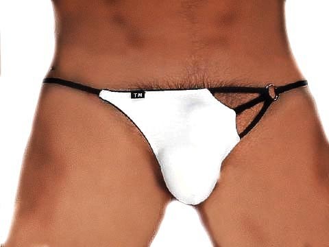 String Homme Blanc Anneau Rayé