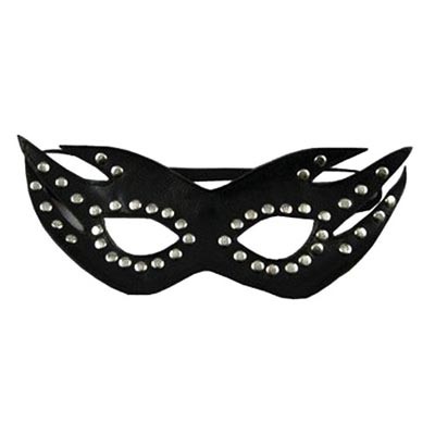 Masque Loup en Cuir Rivet Flamme Noir