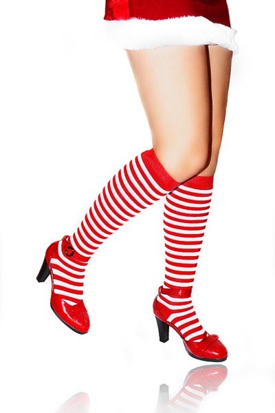 Bas Mère Noël Rayés Rouge et Blanc