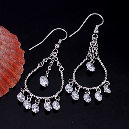Boucles d'oreilles Chandelier fantaisie métal pierre CZ