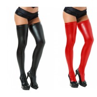 Bas Jambières Sexy Gogo Effet Latex Vinyl (Noir , Rouge)
