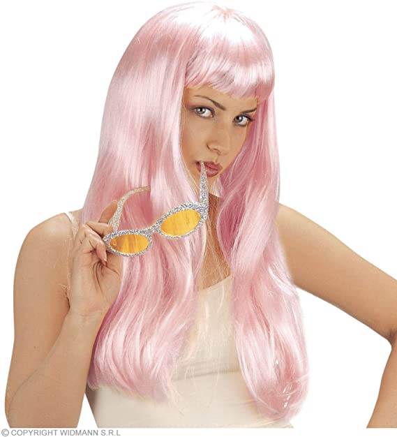 Widmann Perruque Fashion Longue (Rose, Bleu, Vert, Violet, Blanc, Orange) NEUF - Picture 11 of 13