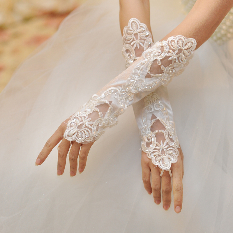 Satin Wedding Ceremony Lace Gloves White Opera Wedding