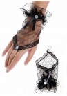 Gants Mitaine Dentelle Courts Bague Noir