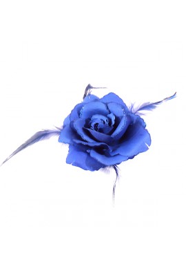 Broche Pince Elastique Mariage Fleur Tissu Scintillants Bleu