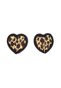 Cache Tétons Burlesques Coeur Satin Leopard