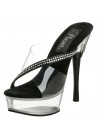 Pleaser Allure-603 Sexy Platform Sandales strass Transparent  Noir