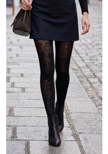 Collant à motif floral Opaque Jacquard fantaisie