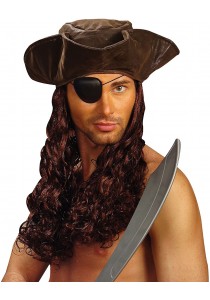 Widmann Perruque Pirate Chapeau Cuir Tricorn