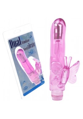 Vibromasseur Dual Butterfly Stimulator Pink 18 cm