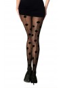 Collant Voile Noir Fantaisie Effet Couture Pois