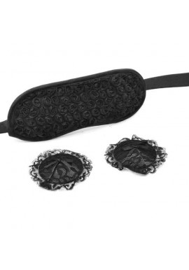 Ensemble Masque Cache tétons Dentelle Noir Coquin 