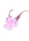 Pince Mariage Fleur Organza Plumes Rose pal