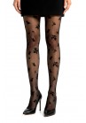 Collant Voile Noir Motif Floral Romantique Effet Tatouage 