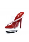 Pleaser Allure-603 Sexy Platform Sandales strass Transparent Rouge