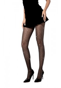 Collant Voile Noir Fantaisie Pois Petit Scintillant