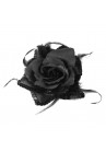 Broche Elastique Mariage Fleur Tissu Scintillante Paillette Noir