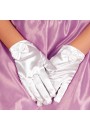 Gants Enfant de Cérémonie Mariage Satin Blanc Noeud