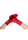 Gants en Satin Rouge à Boutons Courts Mariage Opéra