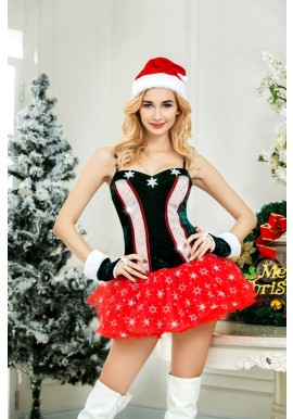 Tenue Robe Vert Mere Noel Snowflake TuTu Rouge 4 pcs