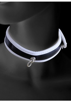Collier Soumise Aspect Cuir Bi color - Noir Blanc