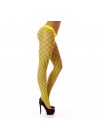 Collant Résille Large Big Size Jaune Fluo