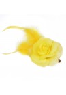 Pince Mariage Fleur Organza Plumes Jaune