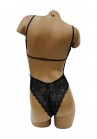 Body Lingerie Transparent Dentelle Floral Noir