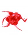 Broche Elastique Mariage Fleur Tissu Scintillante Paillette Rouge