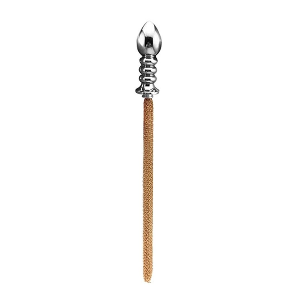 Plug Anal Métal Avec Chaînette Et Finition Fouet Style Rosebud - Sextoy Adulte Neuf Sous Emballage