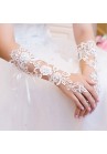 Gants Mitaines Dentelle Cérémonie Mariage Blanc Strass