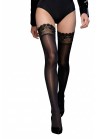 Bas Auto-fixants Voile Noir Dentelle Motif Paon