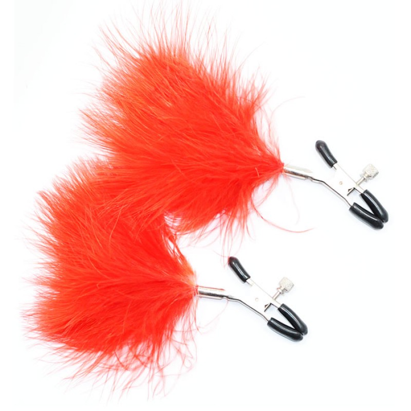 Pinces Tétons Plumes Rouge FEATHERED CLAMPS 