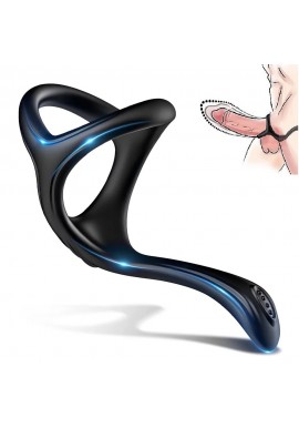 Anneau pénien Silicone ultra doux 3 en 1 noir Amélioration Ejaculation