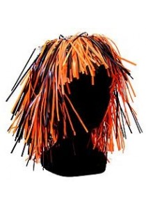 Perruque Halloween Plastique Ignifugee Orange Noir