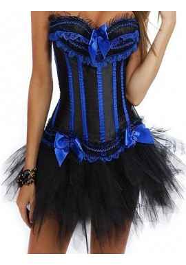 Corset Noir Burlesque Cabaret A Baleines Bleu