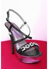 Mule Sandale Transparente Strass Gris