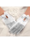 Gants Satin Noeuds Perles Courts Blanc