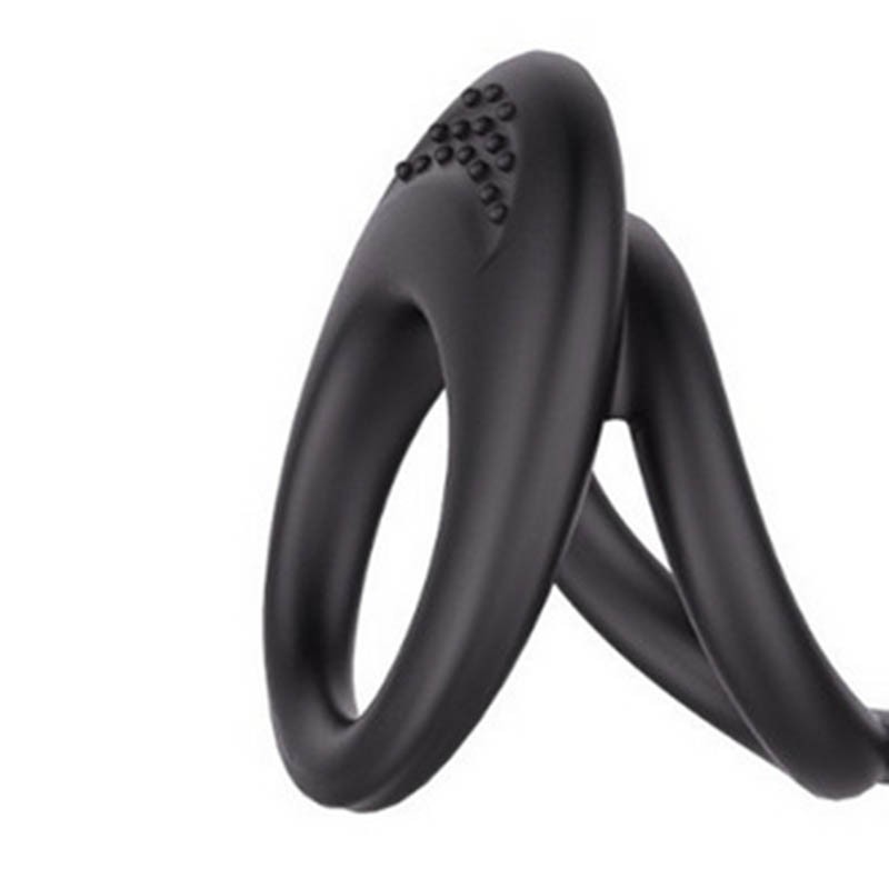 double anneau vibrant retardateur éjaculation silicone noir pénis testicules balle vibrante intégrée prolongation sensations intensification confort sécurité piles américain