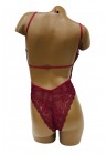 Body Lingerie Transparent Dentelle Floral Bordeau