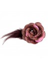 Pince Broche Mariage Fleur Tissu Scintillant Strass Violet Pourpre