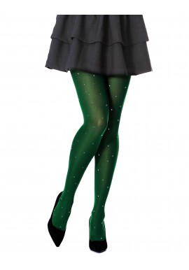 Collant Voile Vert Opaque Fantaisie Petit Pois Gris 90 Den 