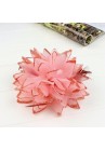 Pince Broche Elastique Mariage Fleur Tulle et Dentelle Scintillants Rose Corail