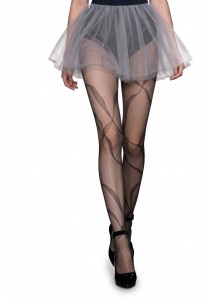 Collant Voile Noir Nymphéa Effet Tatouage