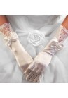 Gants Longs Mariage Dentelles Satin Perles Noeuds Ivoire