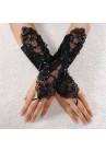 Gants Mitaines Dentelle Cérémonie Mariage Satin Noir