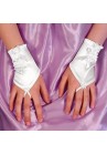 Gants Mitaines Mariage Enfant Communion Courtes Perles Blanc