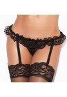 Porte Jarretelle String Dentelle FrouFrou Noir